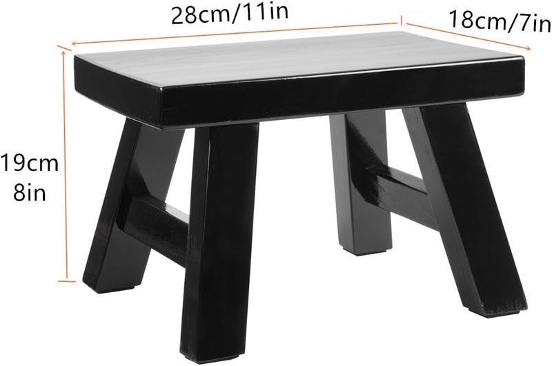XDSTOOL Small Stool Wooden Step Stool Footstool Solid Wood 8 inch for Kids Adults Plant Stand Fishing Stool (Black) - Image 5